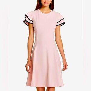 NWT TOMMY HILFIGER Pink, Black Flutter-Sleeve Fit & Flare, size 10